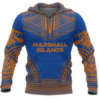 Marshall Islands Polynesian Chief Hoodie Unisex Blue - Polynesian Pride