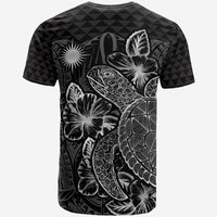 Marshall Islands T Shirt Marshall Islands FLag Turtle Hibiscus Black - Polynesian Pride
