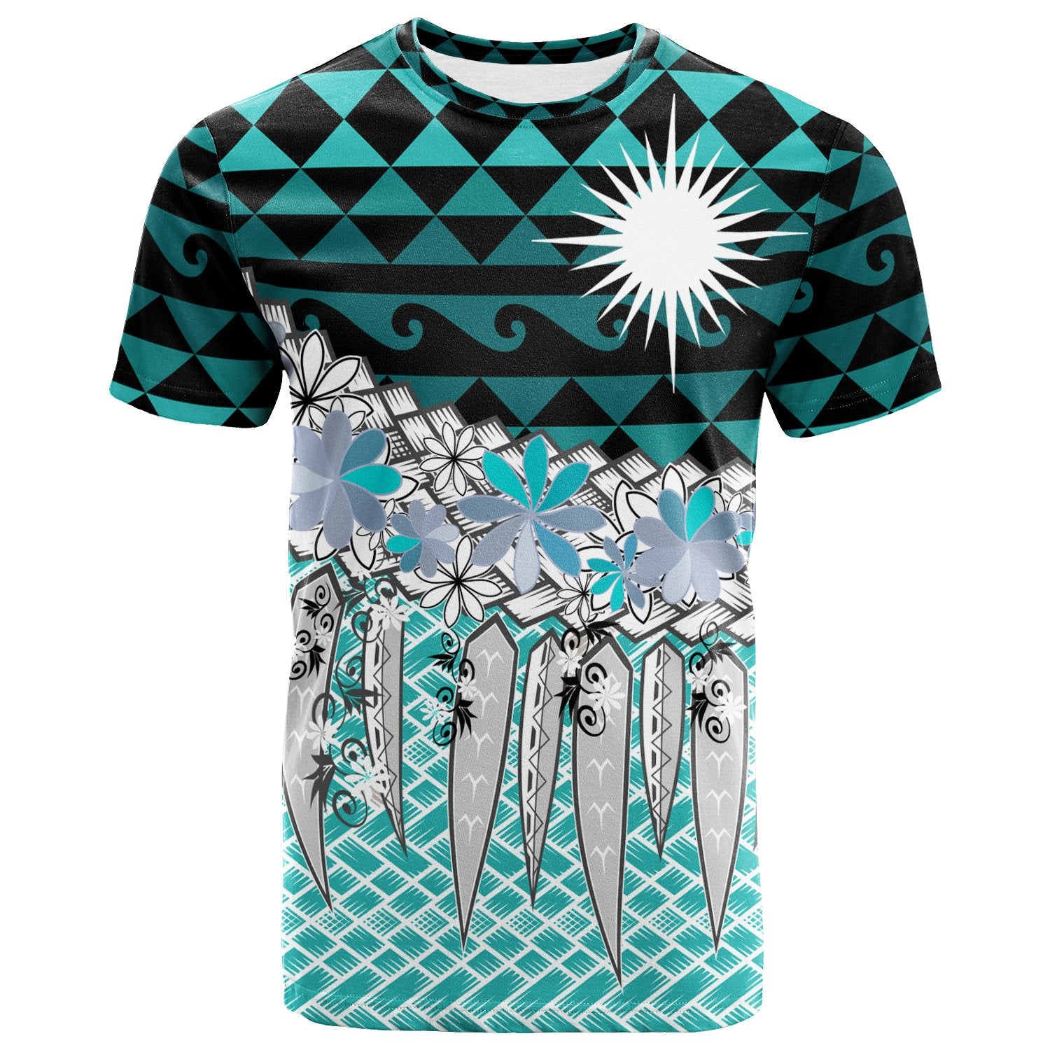 Marshall IslandsT Shirt Coconut Leaves Weave Pattern Blue Unisex Blue - Polynesian Pride