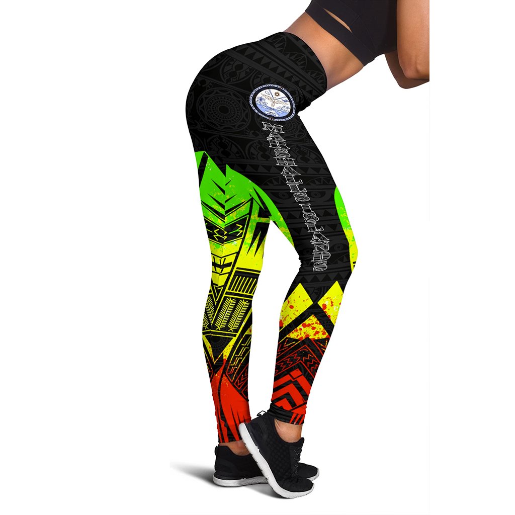 Marshall Islands Polynesian Leggings - Polynesian Tattoo Reggae Version Reggae - Polynesian Pride