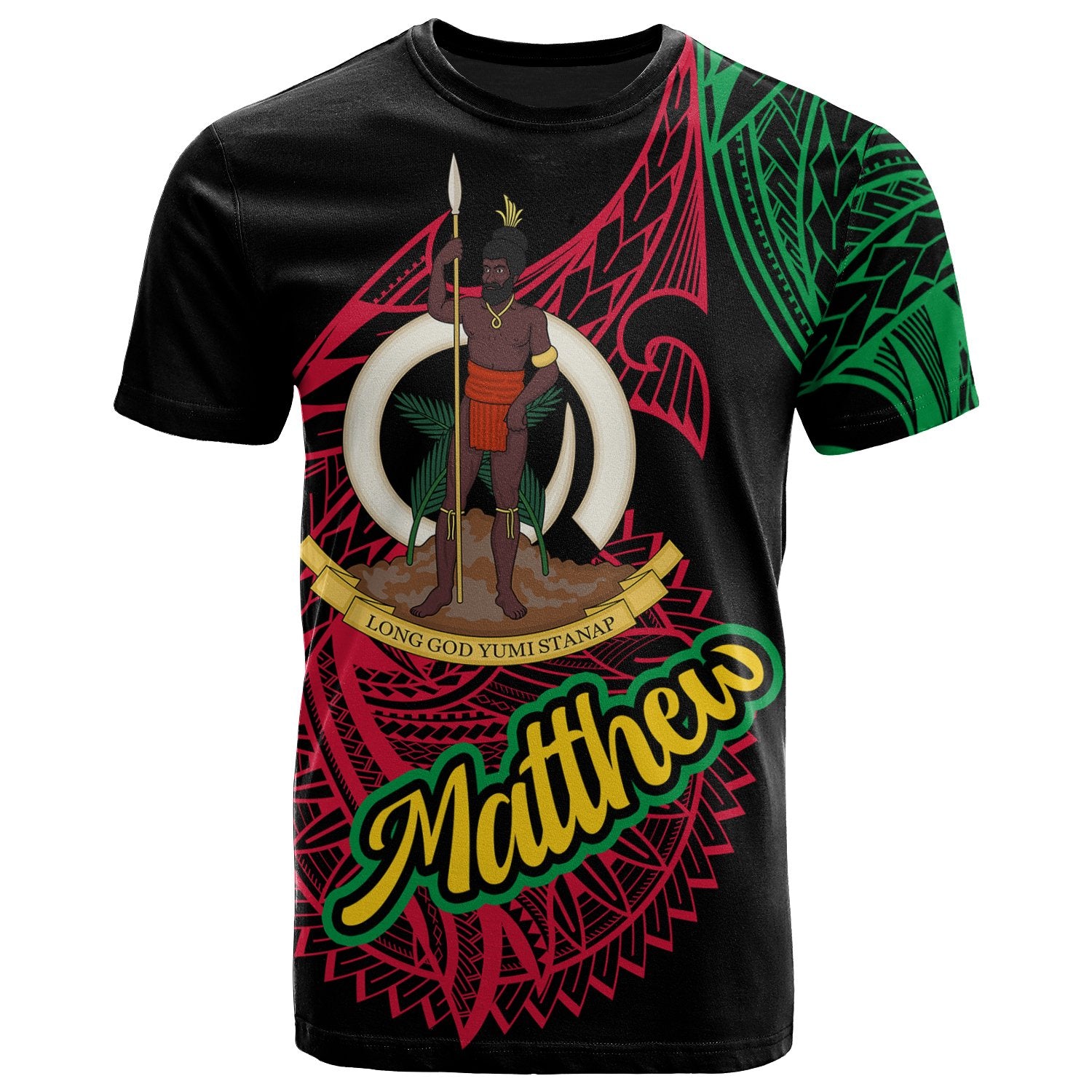 Vanuatu T Shirt Matthew Seal of Vanuatu Special Style Unisex Black - Polynesian Pride