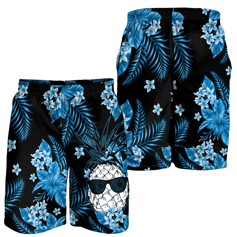 Hawaii Summer Colorful Pineapple Men Shorts Light Blue LT6 Blue - Polynesian Pride