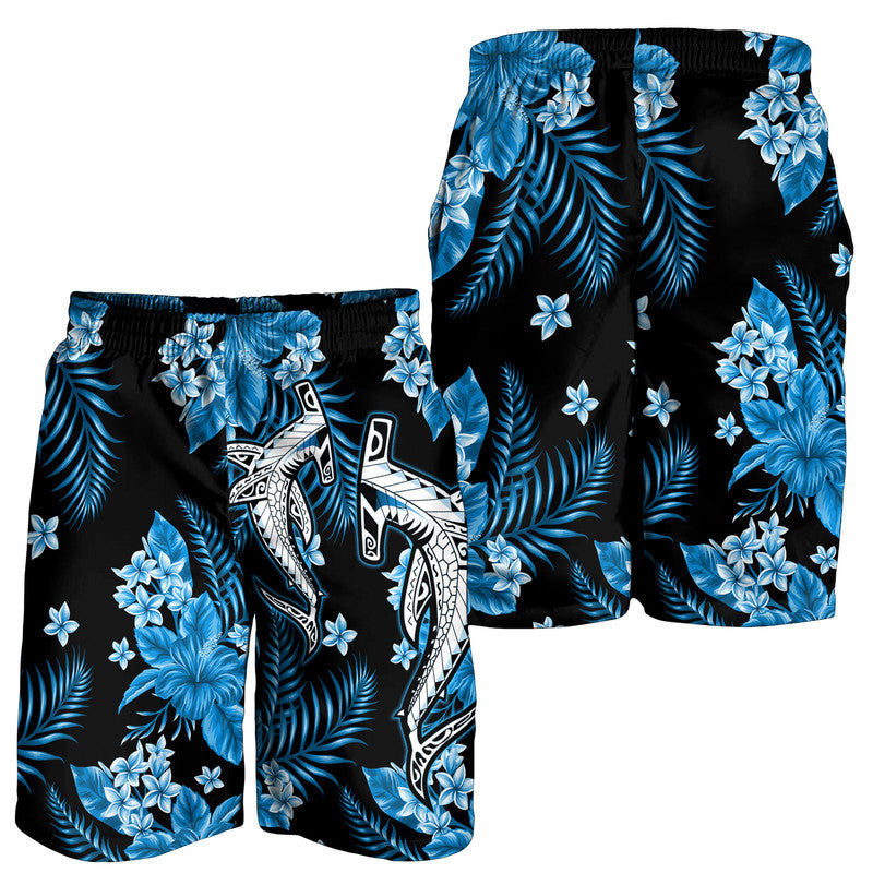 Hawaii Summer Colorful Shark Men Shorts Light Blue LT6 Blue - Polynesian Pride