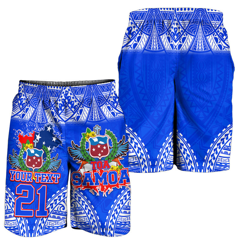 (Custom Personalised) Toa Samoa Polynesian Rugby Men Shorts Samoan Flag Blue Color LT9 Blue - Polynesian Pride