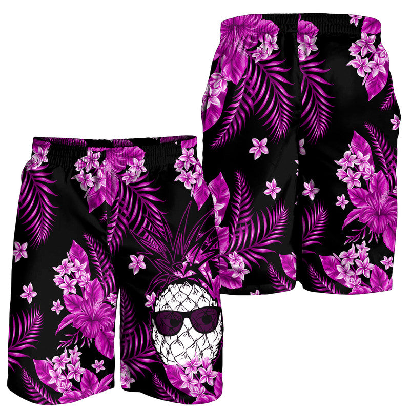 Hawaii Summer Colorful Pineapple Men Shorts Purple LT6 Purple - Polynesian Pride