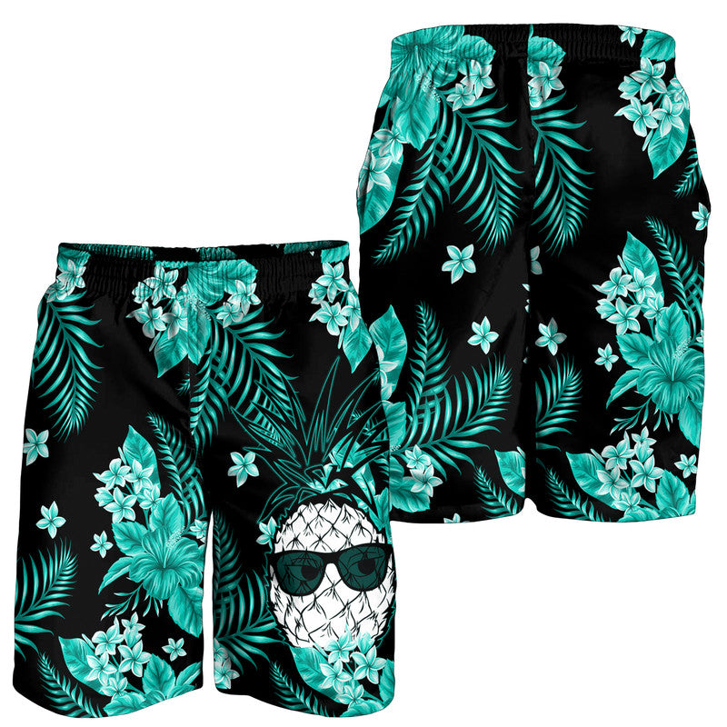 Hawaii Summer Colorful Pineapple Men Shorts Turquesa LT6 Green - Polynesian Pride