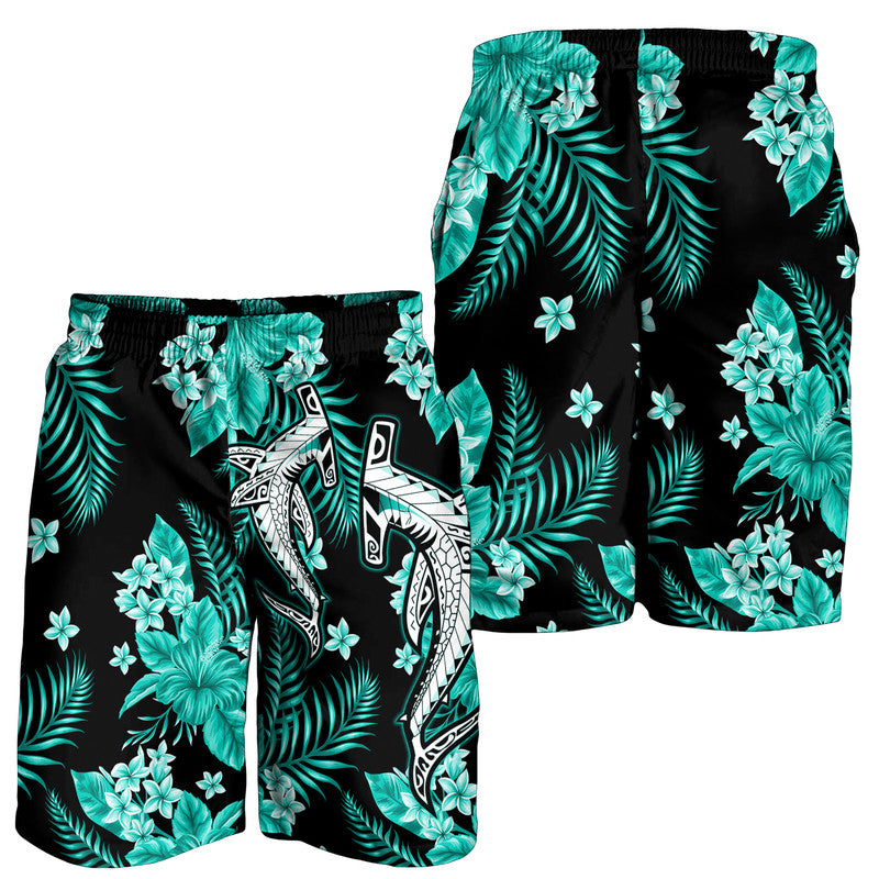 Hawaii Summer Colorful Shark Men Shorts Turquesa LT6 Green - Polynesian Pride