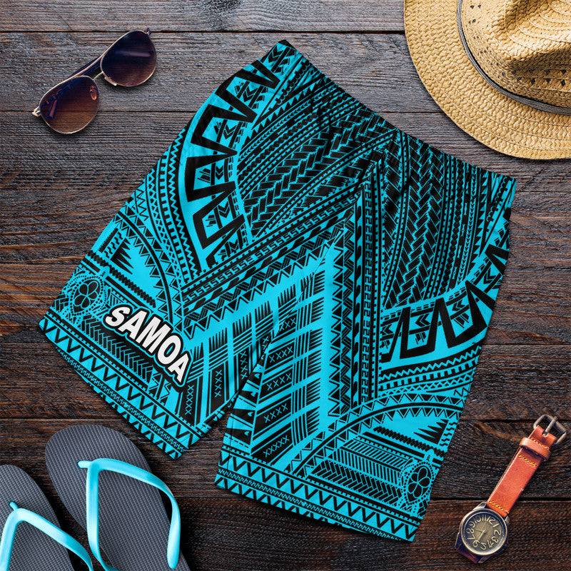 Samoa Ula Nifo Tribal Short Men Blue Style LT6 Blue - Polynesian Pride