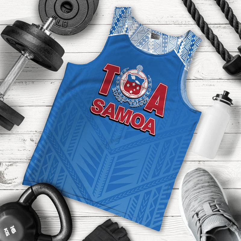 Toa Samoa Rugby Men Tank Top Blue Sky Jersey 2022 LT6 Blue - Polynesian Pride