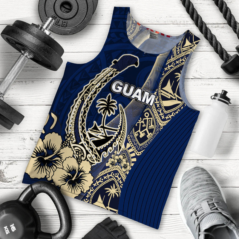 Guam Fish Hook Men Tank Top Blue Style LT6 Blue - Polynesian Pride