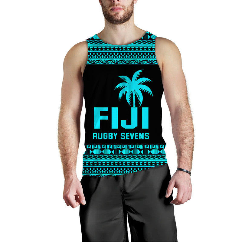 Fiji Rugby Sevens Men Tank Top Simple Blue Style LT9 Blue - Polynesian Pride