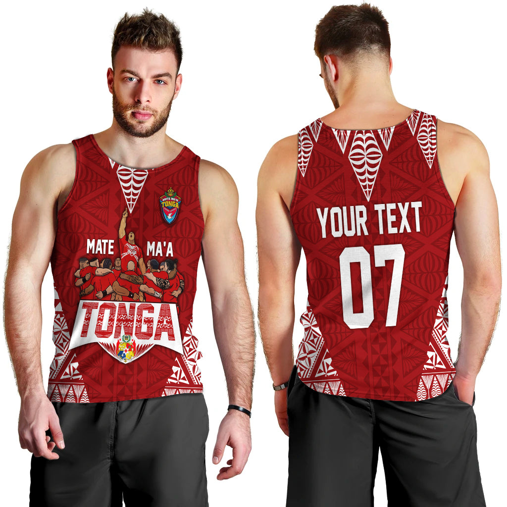 Personalised Tonga Rugby Men Tank Top Mate Ma'a Tonga Warriors LT7 - Polynesian Pride