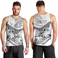 Personalised Fiji Day Men Tank Top Flying Fijians Masi Kesa Style - White LT7 - Polynesian Pride