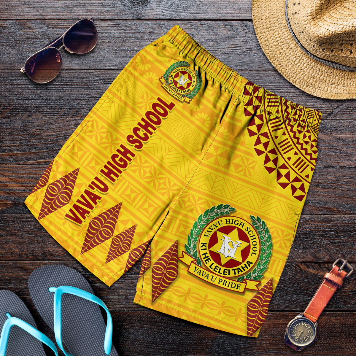 Tonga Vava'u High School Men Short Simple Style - Yellow LT8 - Polynesian Pride