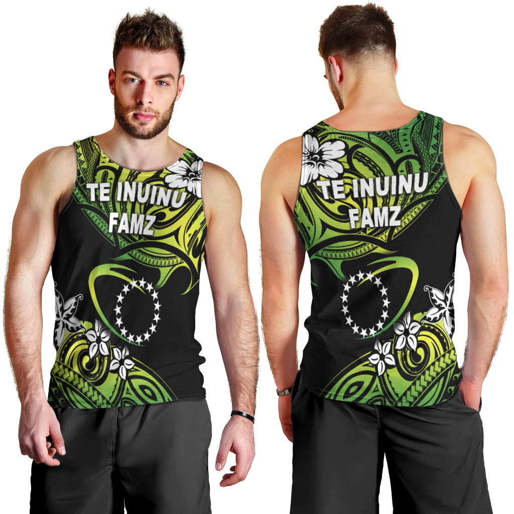 TE INUINU FAMZ - Cook Islands Rugby Men Tank Top Unique Vibes - Green LT8 Green - Polynesian Pride