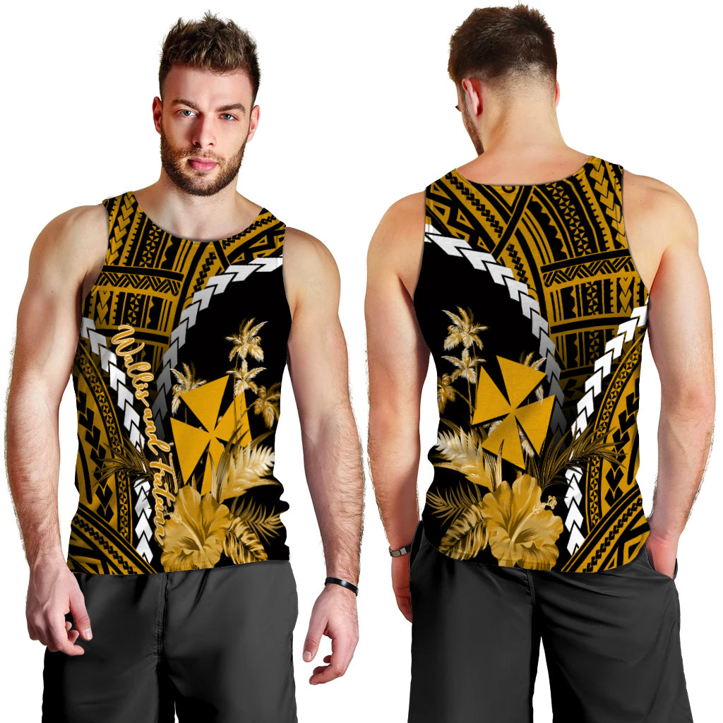 Wallis and Futuna Men Tank Top Polynesian Style Gold Color LT6 - Polynesian Pride