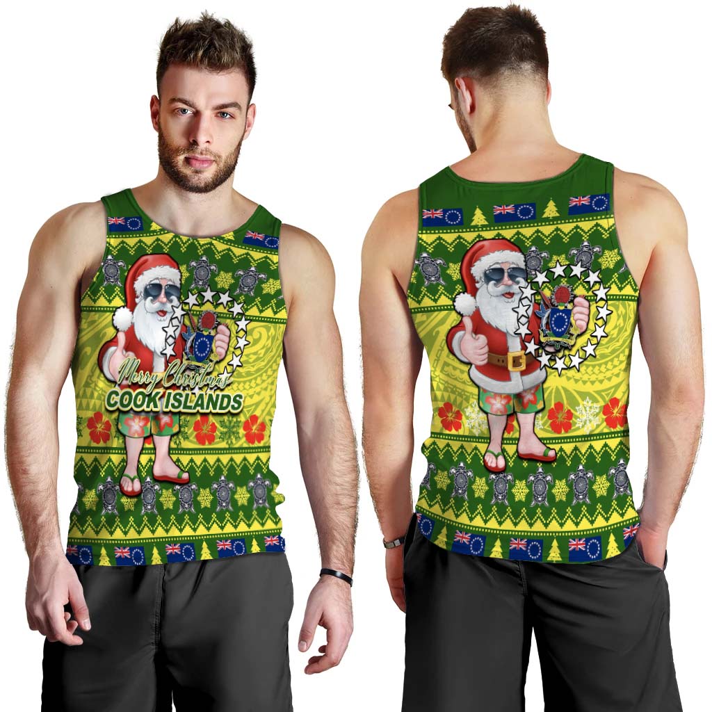 Cook Islands Christmas Men's Tank Top Cool Santa Claus LT6 - Polynesian Pride
