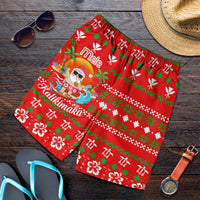 Hawaiian Santa Claus Mele Kalikimaka Men's Shorts - Aviv Style - Red - AH - Polynesian Pride