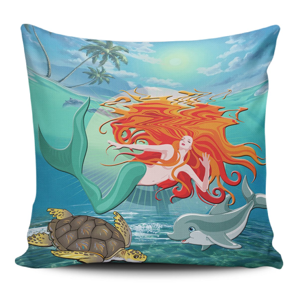 Mermaid And Animal Pillow Covers One Size Zippered Pillow Case 18"x18"(Twin Sides) Black - Polynesian Pride