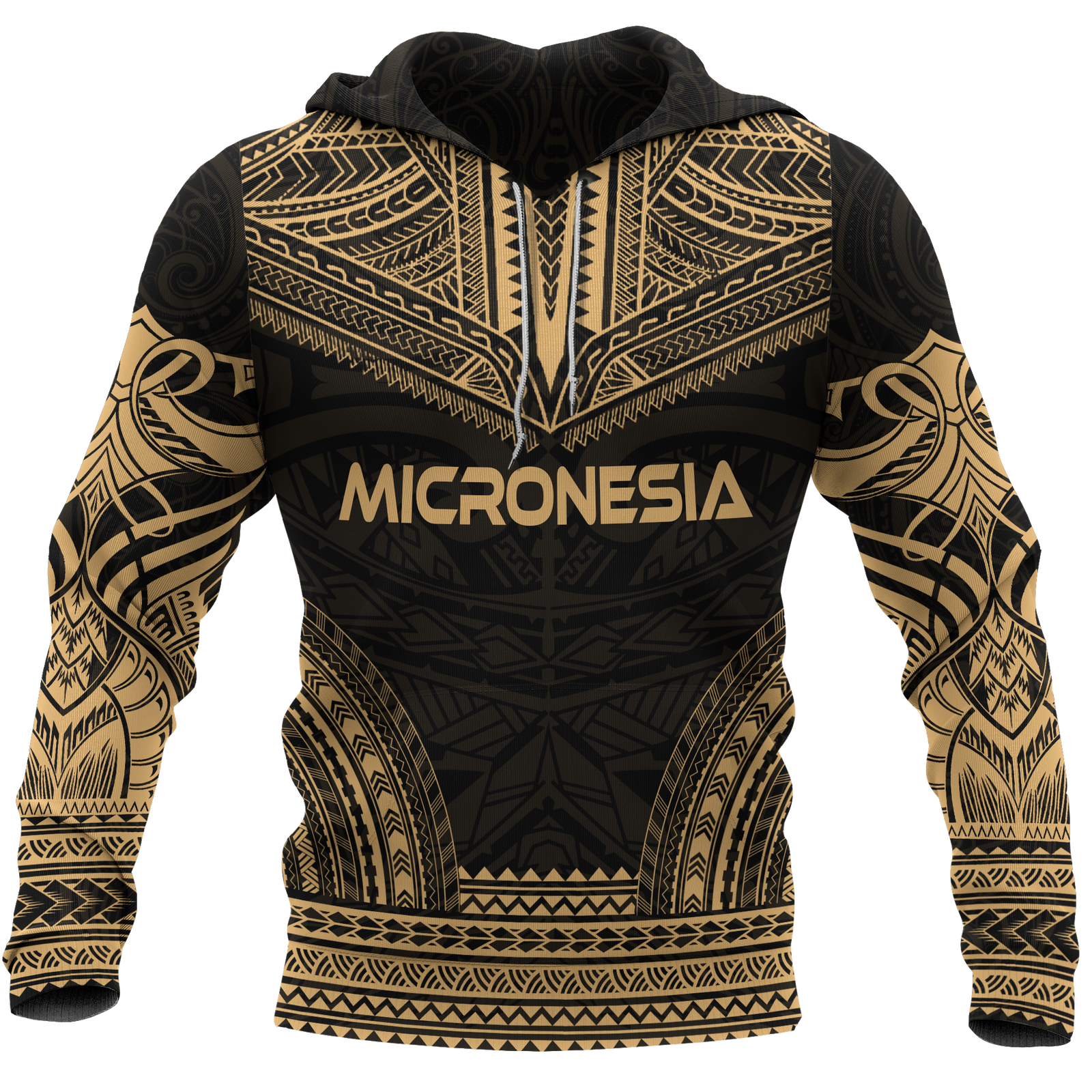 Micronesia Polynesian Chief Hoodie Gold Version Unisex Gold - Polynesian Pride