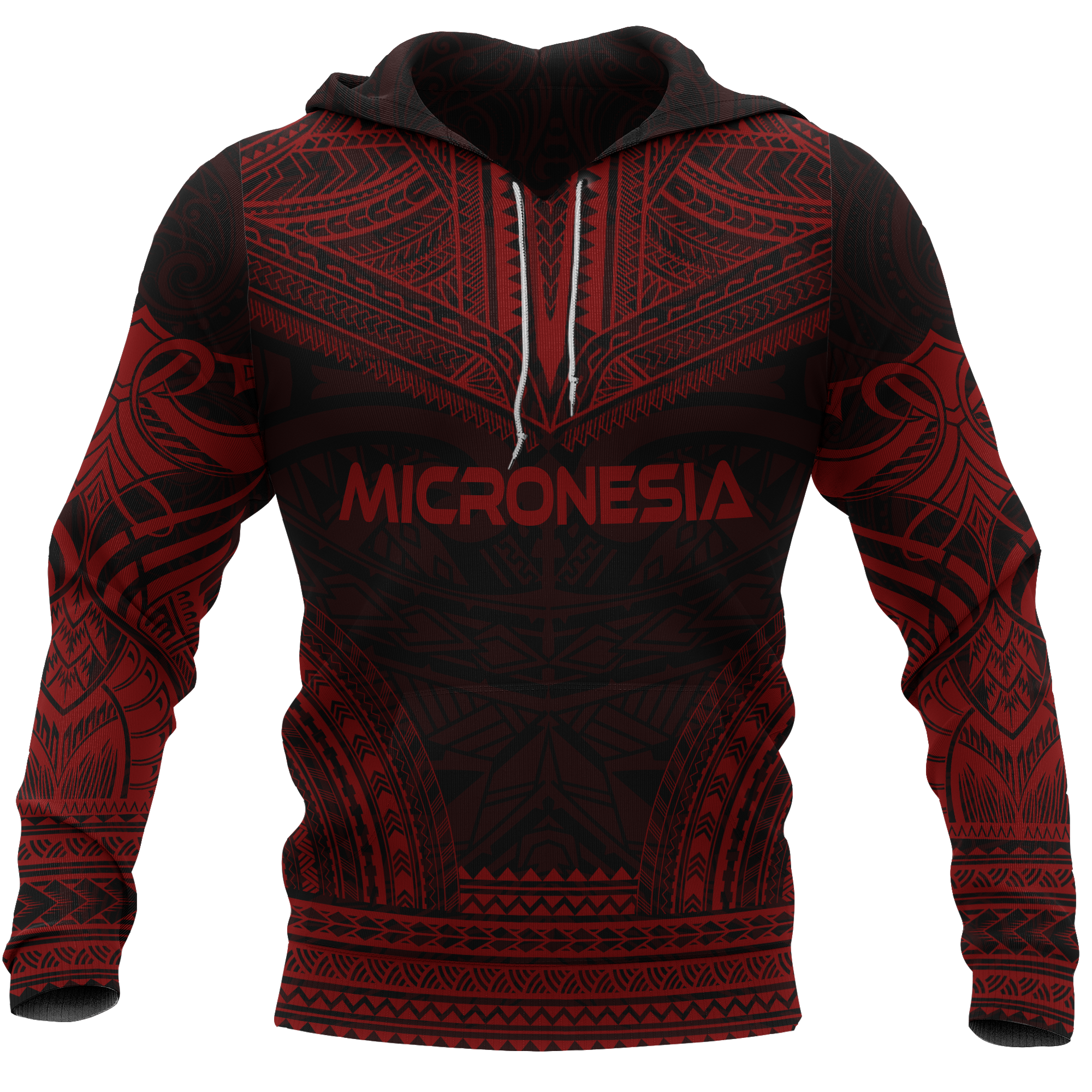 Micronesia Polynesian Chief Hoodie Red Version Unisex Red - Polynesian Pride