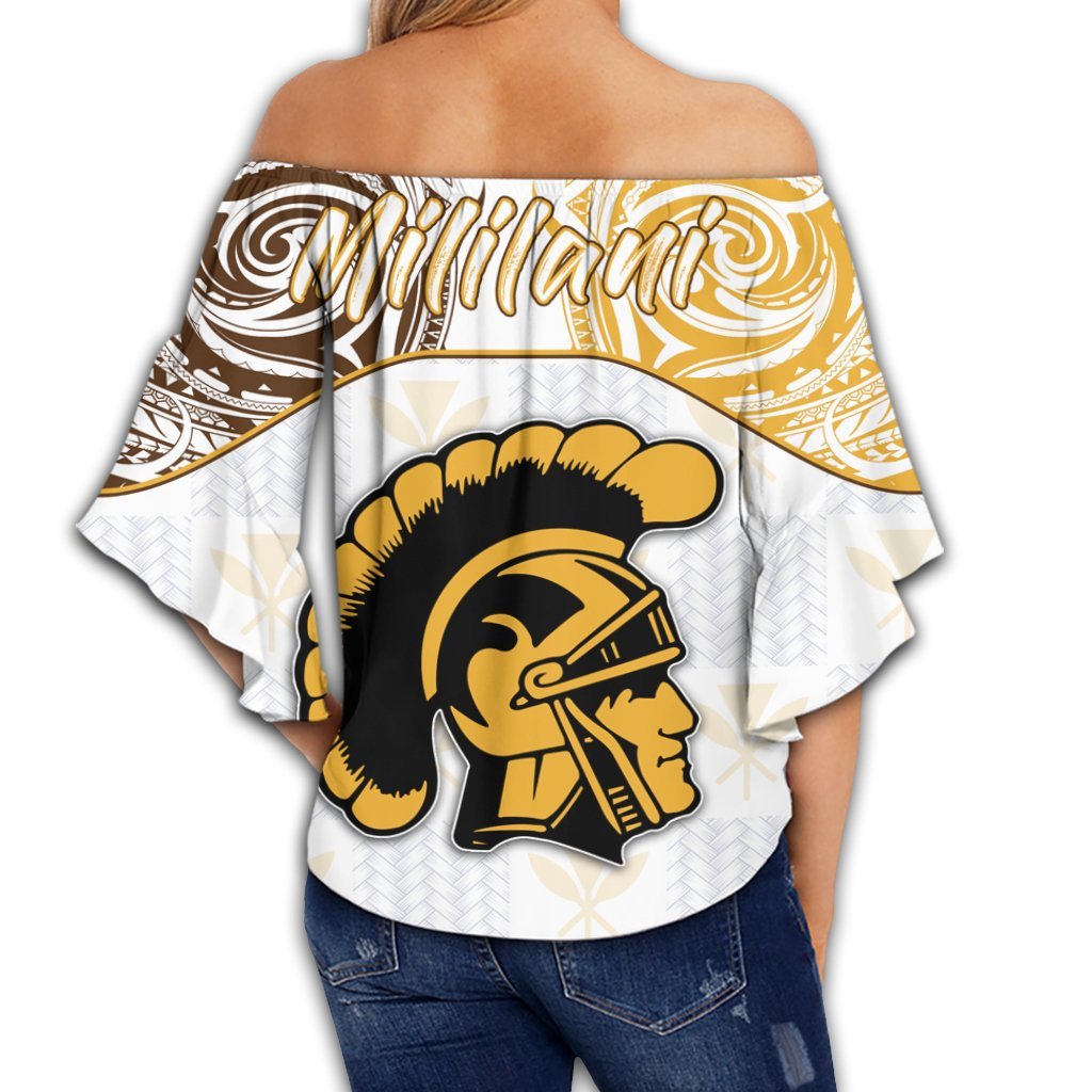 Hawaii - Kanaka Mililani High School Off Shoulder Waist Wrap Top Demodern Style AH - Polynesian Pride