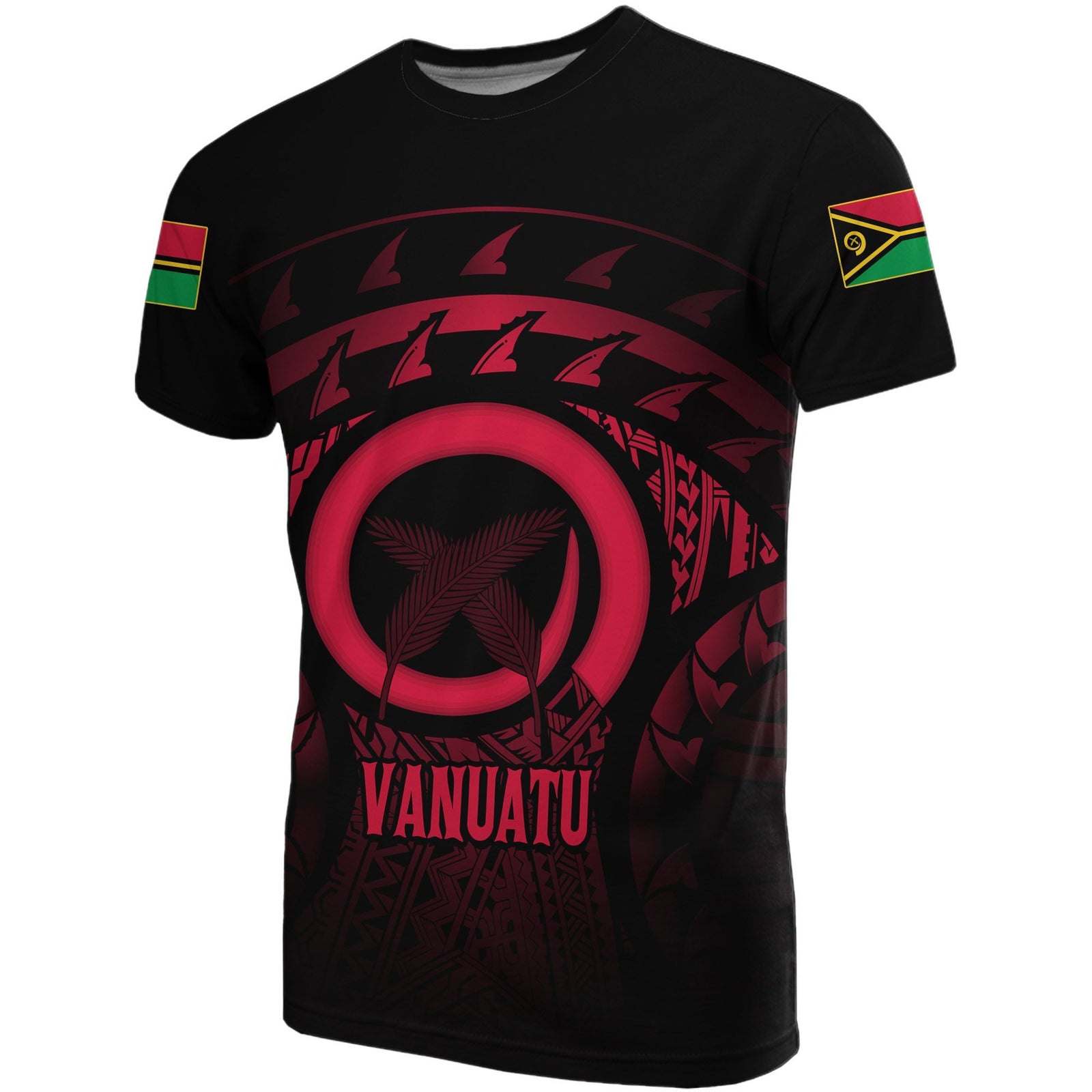 Vanuatu T Shirt Vanuatuan FLag Turtle Hibiscus (Red) Unisex Red - Polynesian Pride