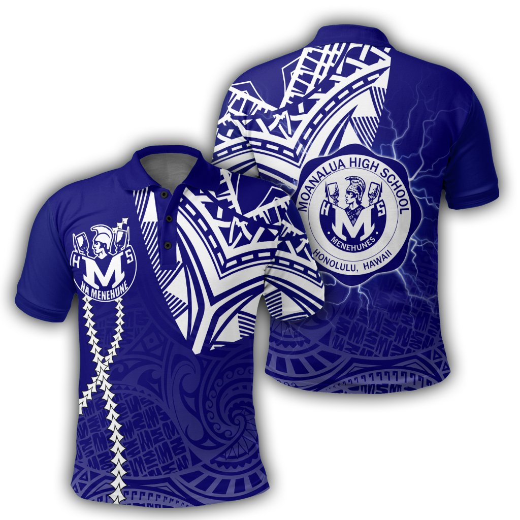 Hawaii Polo Shirt Moanalua High Polo Shirt Forc Style Unisex Blue - Polynesian Pride