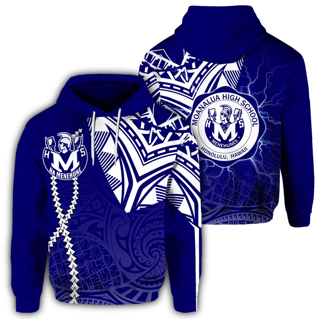 Hawaii Hoodie Moanalua High Pullover Hoodie Forc Style Unisex Blue - Polynesian Pride