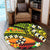 Hawaii Plumeria Polynesian Round Carpet - Hope - AH Round Carpet Black - Polynesian Pride