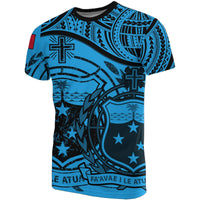 Samoa T Shirt Samoan Flag Coat of Arms Blue A02 Unisex Blue - Polynesian Pride