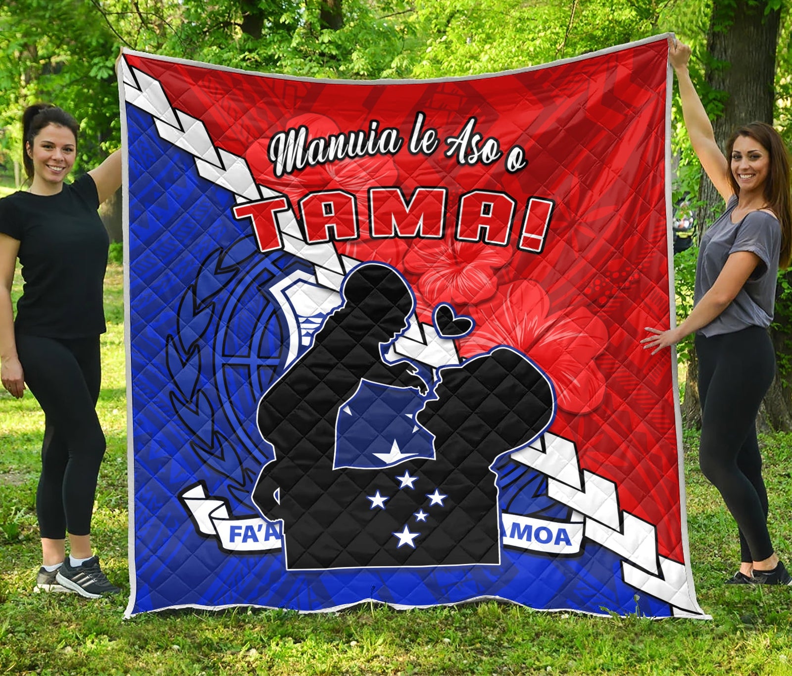 Happy Samoan Fathers Day Premium Quilt Hibiscus Mix Polynesian Pattern LT14 Red - Polynesian Pride