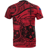 Samoa T Shirt Samoan Flag Coat of Arms Red A02 - Polynesian Pride