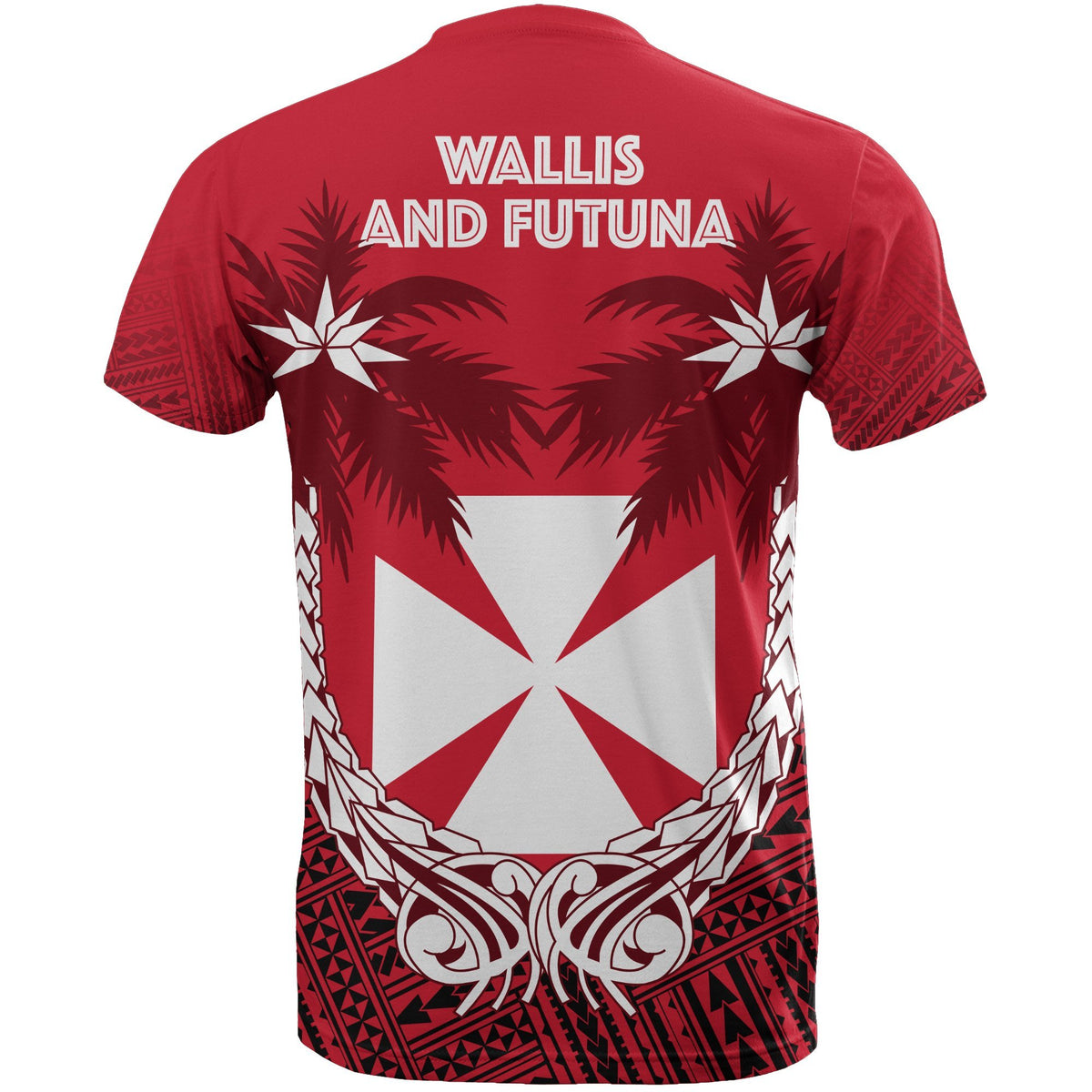 Wallis and Futuna Polynesian T Shirt Wallis and Futuna Coat of Arms Coconut Tree A02 - Polynesian Pride