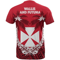 Wallis and Futuna Polynesian T Shirt Wallis and Futuna Coat of Arms Coconut Tree A02 - Polynesian Pride
