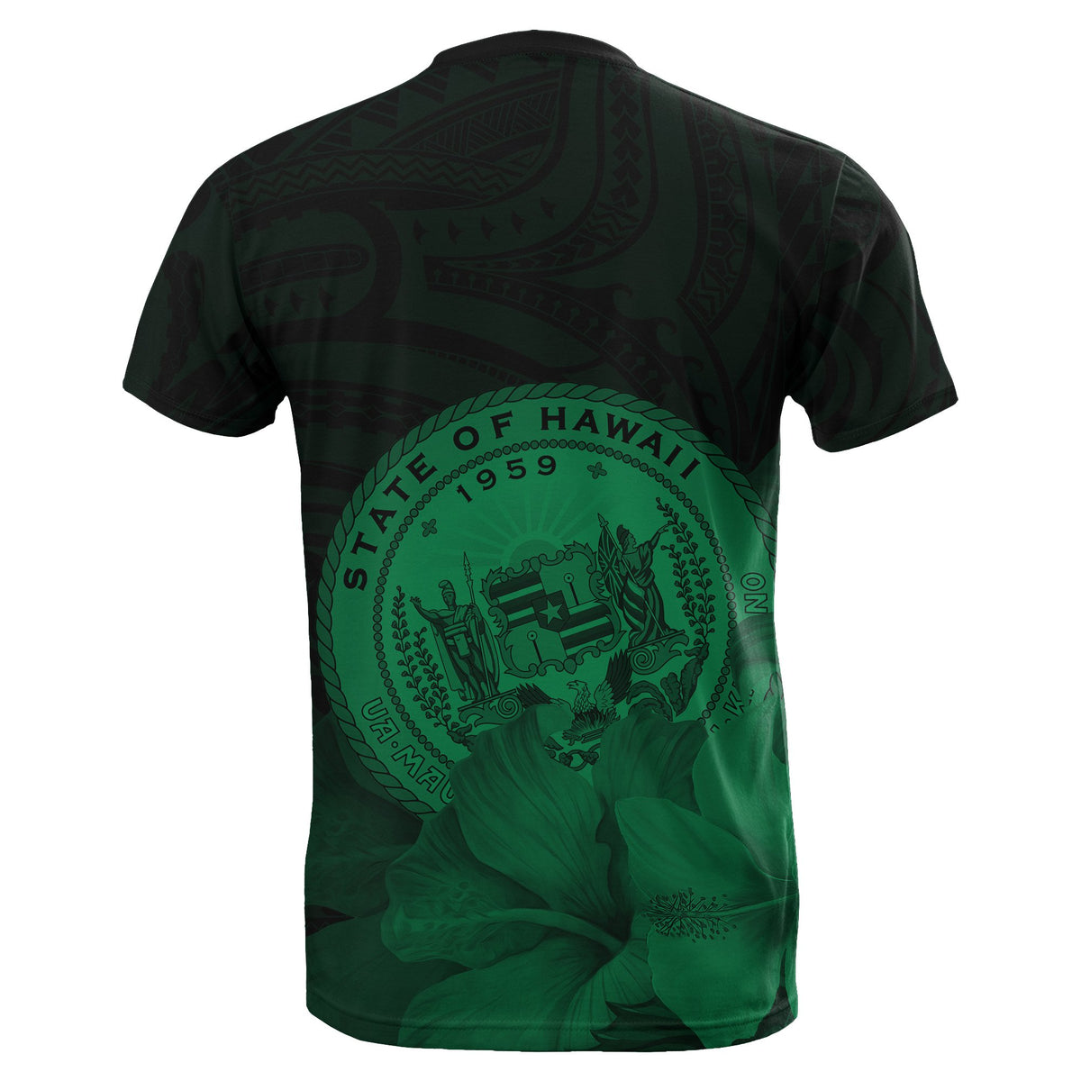 Hawaii State Hibiscus Green Polynesian T Shirt Floral Style - Polynesian Pride