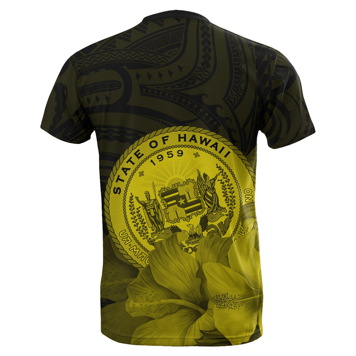 Hawaii State Hibiscus Yellow Polynesian T Shirt Floral Style - Polynesian Pride