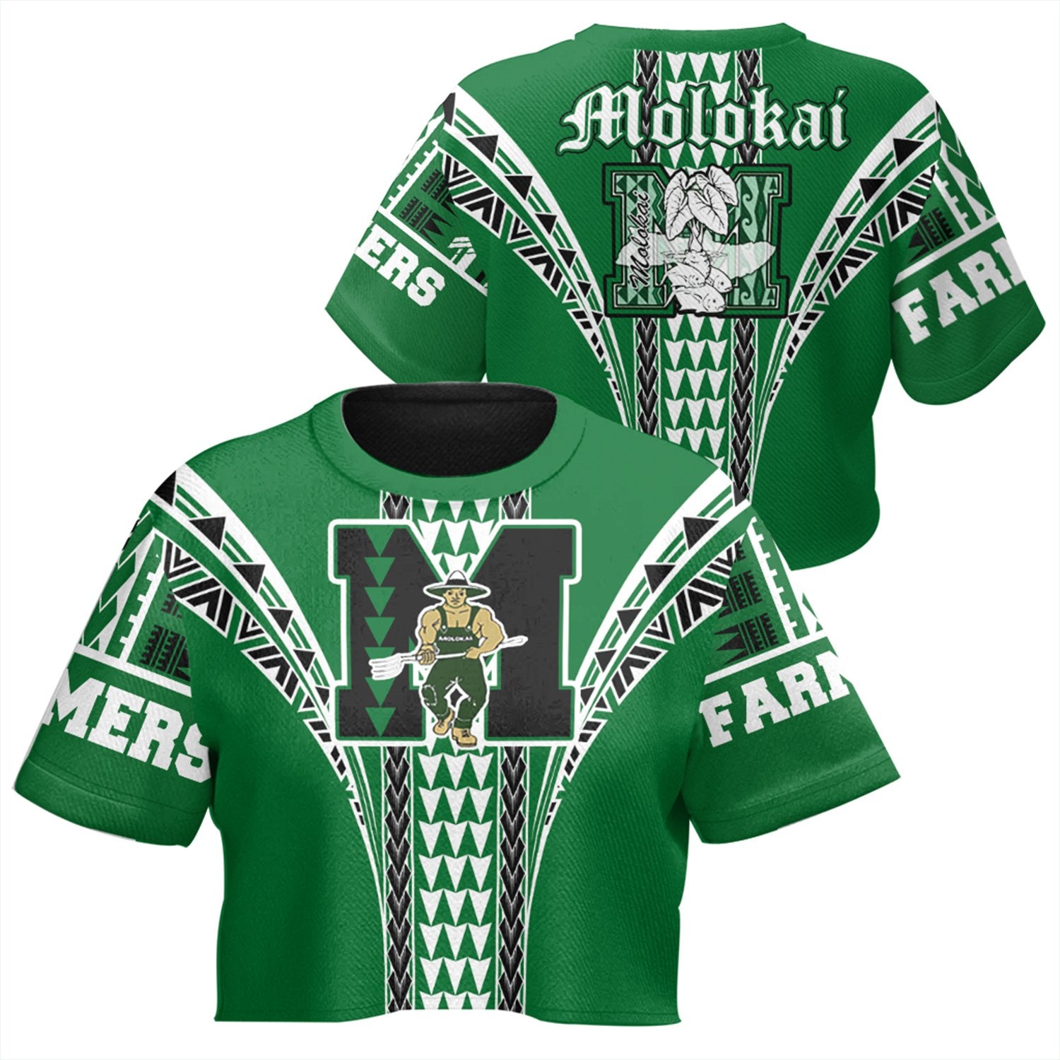 Hawaii - Molokai High All - over Print Crop Top T-shirt AH Female Green - Polynesian Pride