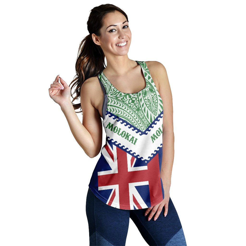 Hawaii Flag Molokai Women's Racerback Tank - Green - Mit Style - AH - Polynesian Pride