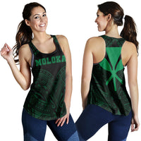 Hawaiian Kanaka Map Polynesian Molokai Racerback Tank - Green - Brad Style - AH Green - Polynesian Pride