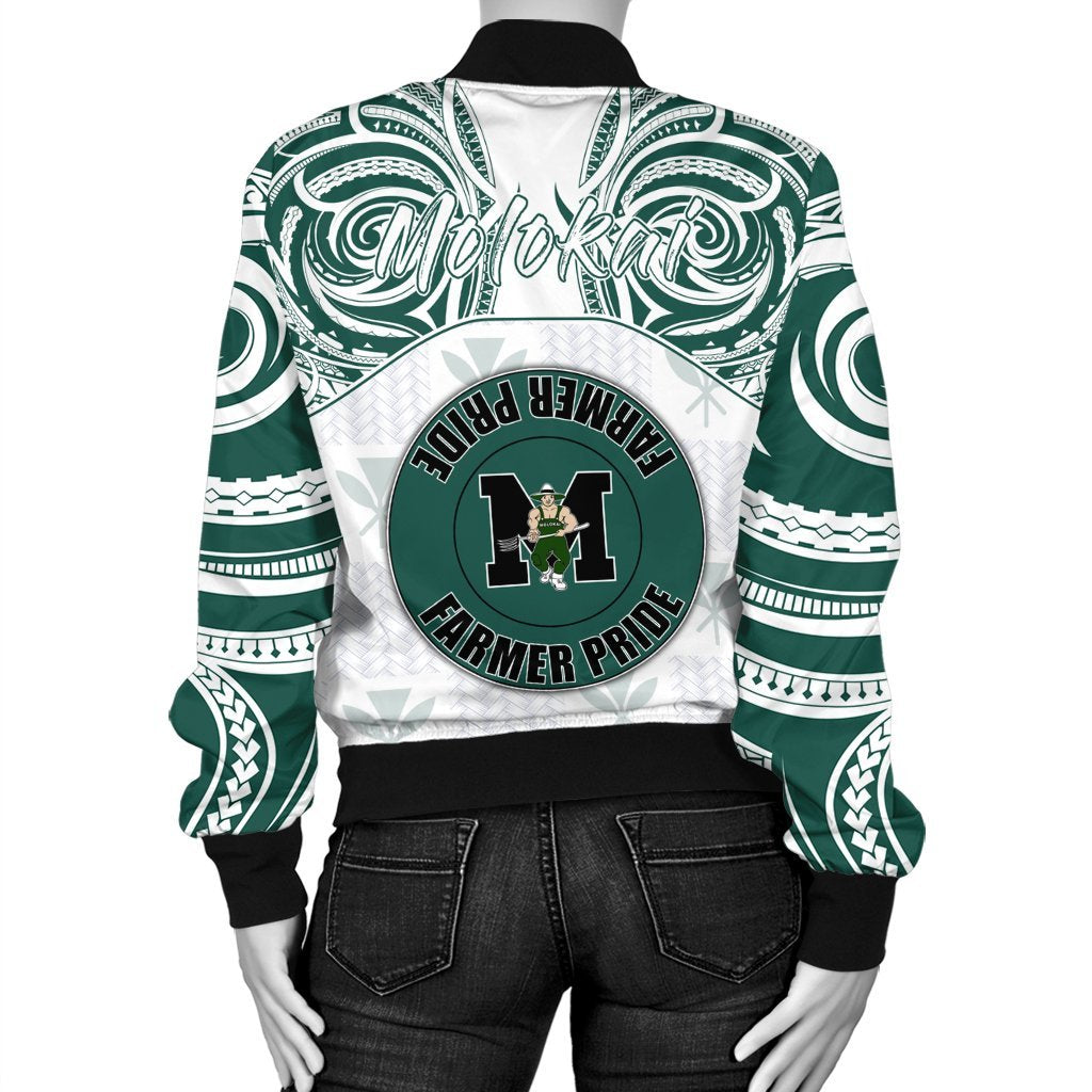 Hawaii Bomber Jacket - Kanaka Molokai High School Women's Bomber Jacket Demodern Style AH - Polynesian Pride