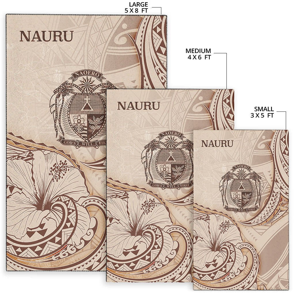 Nauru Area Rug - Hibiscus Flowers Vintage Style - Polynesian Pride