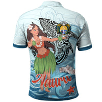 Nauru Polo Shirt Polynesian Girls With Shark - Polynesian Pride