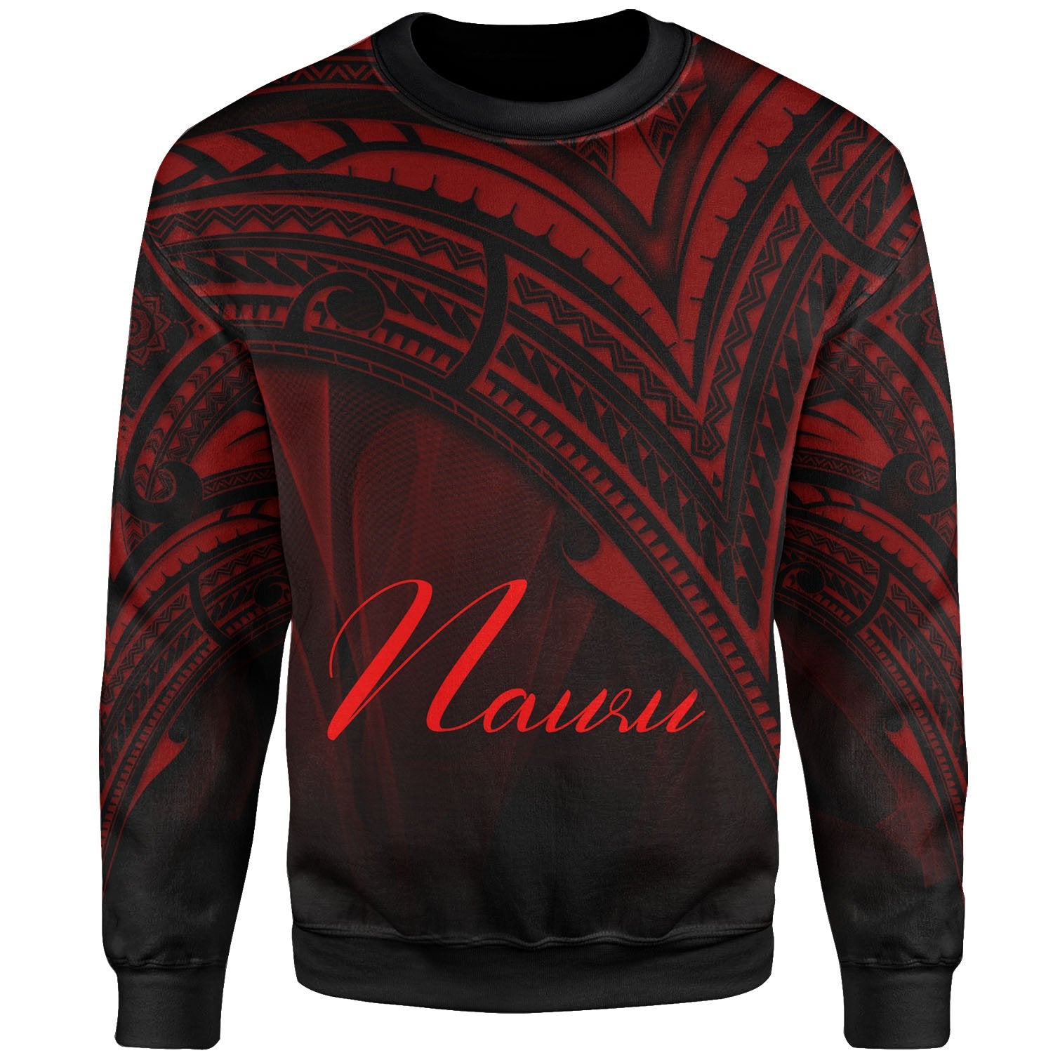 Nauru Sweatshirt - Cross Style Red Color Unisex Black - Polynesian Pride