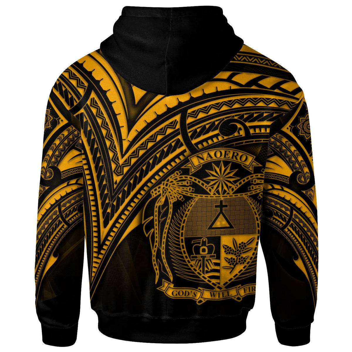 Nauru Zip Hoodie Gold Color Cross Style - Polynesian Pride