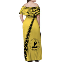 PNG Hibiscus Tribal Pattern Off Shoulder Long Dress - NCDC LT7 - Polynesian Pride