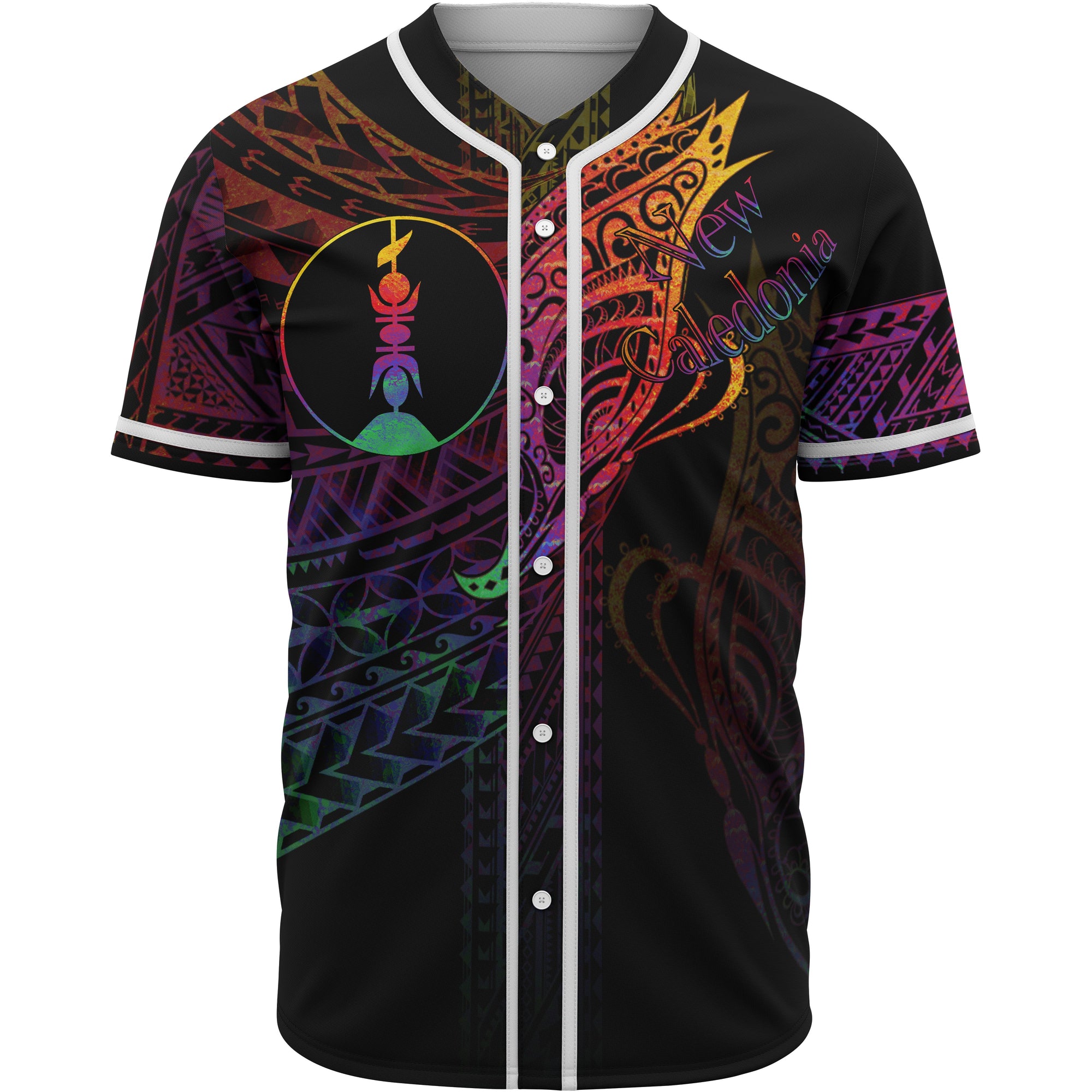 New Caledonia Baseball Shirt - Butterfly Polynesian Style Unisex Black - Polynesian Pride