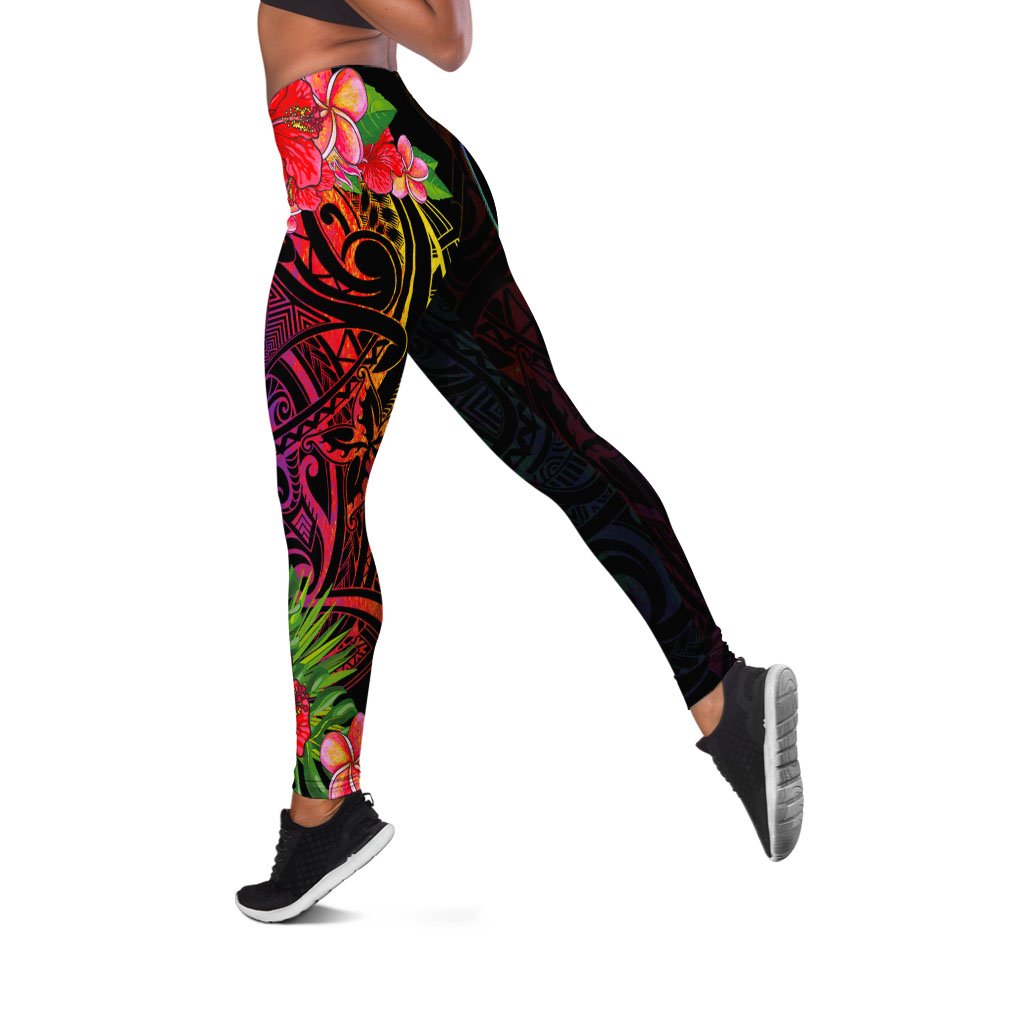 New Caledonia Leggings - Tropical Hippie Style Black - Polynesian Pride