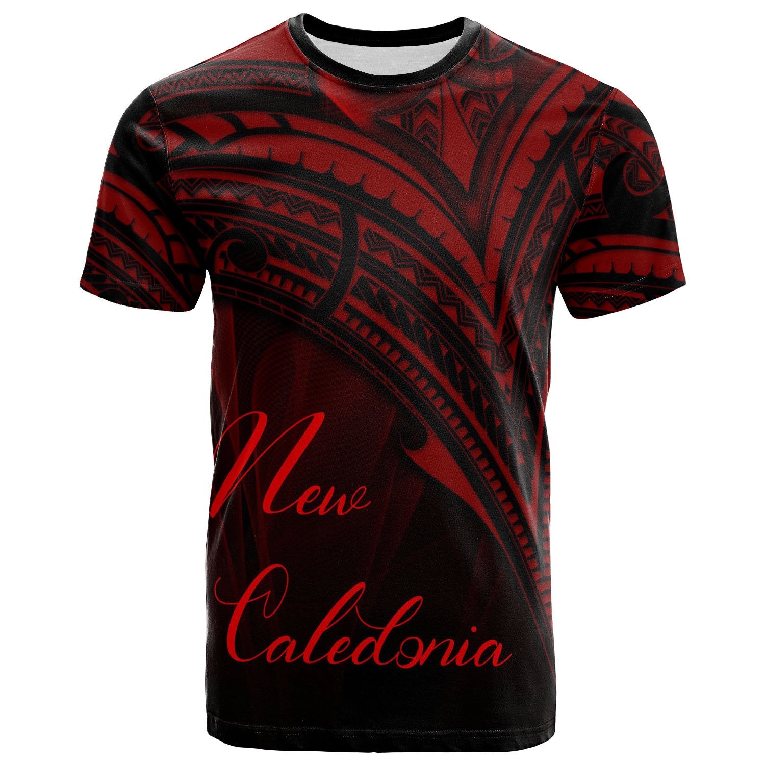 New Caledonia T Shirt Red Color Cross Style Unisex Black - Polynesian Pride