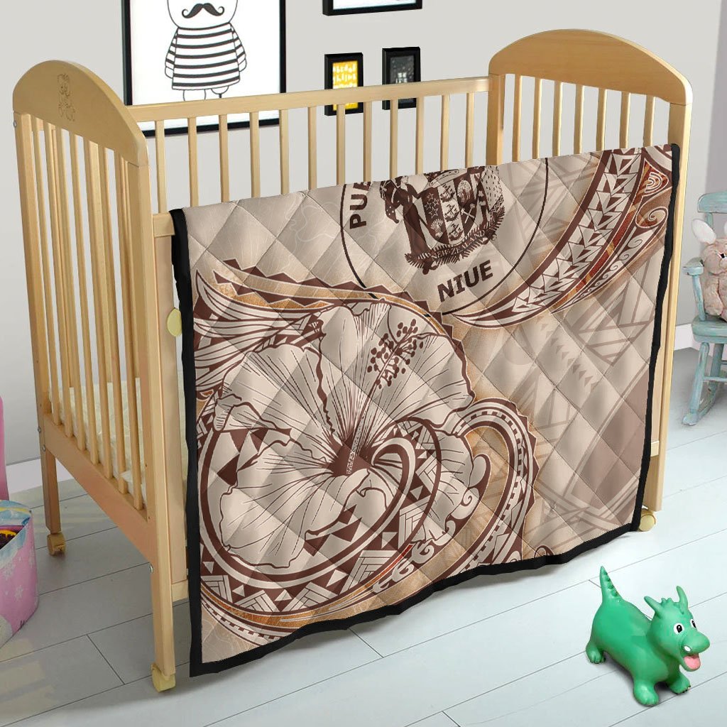 Niue Premium Quilt - Hibiscus Flowers Vintage Style - Polynesian Pride